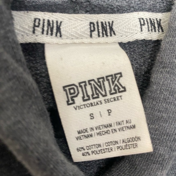 Victoria Secret PINK Gray Womens Small Stripes Sweater Jacket Pocket Hoodie Grey - Picture 2 of 3